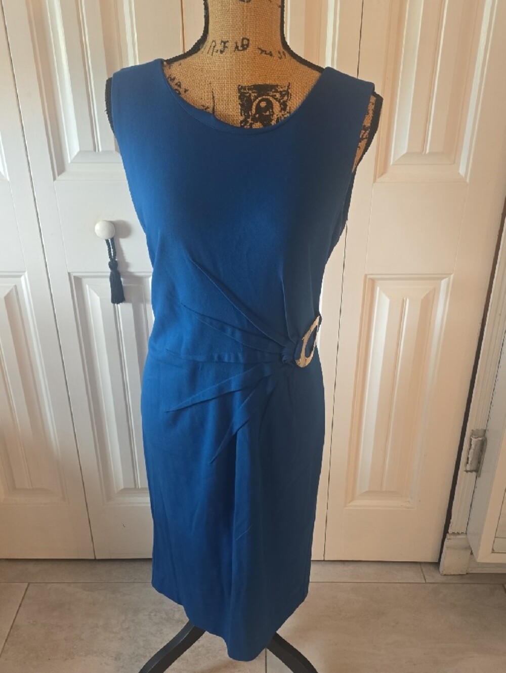 Alfani Sleeveless Royal Blue Sheath Dress with Side Buckle Detail - Picture 2 of 4